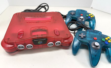 Console N64 Nintendo 64 vermelho melancia com 2 controles e cabos azuis claros testados comprar usado  Enviando para Brazil