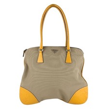 Autêntica bolsa de ombro PRADA bege/amarelo lona/couro - z7414 comprar usado Autêntica bolsa de ombro PRADA bege/amarelo lona/couro - z7414 comprar usado  Enviando para Brazil