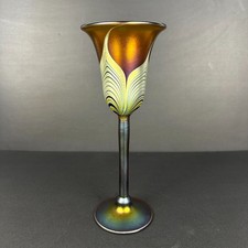 Copo de vinho Steven Correia arte iridescente taça de pena puxada assinado grande comprar usado  Enviando para Brazil