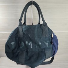 Bolsa tote de mão Tommy Hilfiger de lona 2 tons azul/verde soletrar comprar usado  Enviando para Brazil