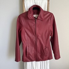 Jaqueta macia Liz Claiborne vintage couro vermelho zíper completo tamanho pequeno comprar usado  Enviando para Brazil