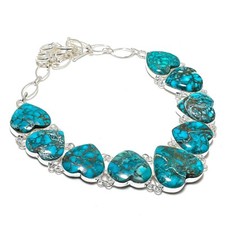 Colar de coração de pedra preciosa azul turquesa feito à mão 925 joias prata maciça presentes comprar usado  Enviando para Brazil