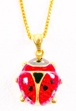 Colar pingente Lady Bug ouro amarelo 18K 750 esmalte vermelho 20" de comprimento 3,98 gramas comprar usado  Enviando para Brazil