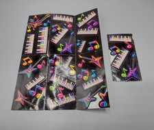 Folha adesiva vintage Lisa Frank teclado guitarra notas musicais S143 neon comprar usado  Enviando para Brazil