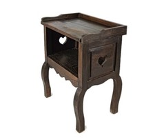 mesa de cabeceira antiga francesa country século XIX detalhe de coração esculpido comprar usado  Enviando para Brazil