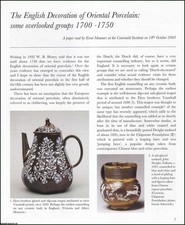 THE ENGLISH DECORATION OF ORIENTAL PORCELAIN : SOME OVERLOOKED GROUPS, 1700-1750 segunda mano  Embacar hacia Mexico