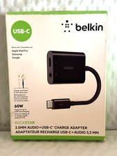 Belkin - Adaptador de carga de audio y USB-C de 3,5 mm ROCKSTAR - ¡Negro NUEVO!! segunda mano  Embacar hacia Mexico