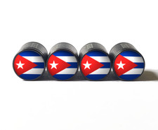 Usado, Tampas de válvula de pneu bandeira cubana Cuba - Alumínio preto - Conjunto de quatro - Universal comprar usado  Enviando para Brazil