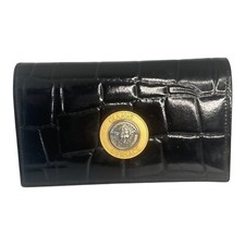 Bolsa de couro preta Gianni Versace logotipo medusa carteira com zíper moeda AUTÊNTICA comprar usado  Enviando para Brazil