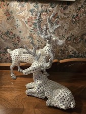 2 renas BRANCAS E PRATA com GEMAS - UMA EM PÉ - UMA SENTADA - DESLUMBRANTE!!!! comprar usado  Enviando para Brazil