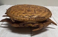 Cesta vintage tecida de vime em forma de caranguejo com tampa pés 2 peças 8" comprar usado  Enviando para Brazil