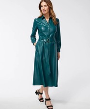 Usado, Vestido camisa midi Chico's couro sintético verde com cinto comprar usado  Enviando para Brazil