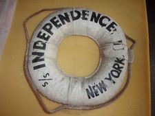 Usado, Bóia anel preservador de vida de barco S/S INDEPENDENCE 1950's comprar usado Usado, Bóia anel preservador de vida de barco S/S INDEPENDENCE 1950's comprar usado  Enviando para Brazil