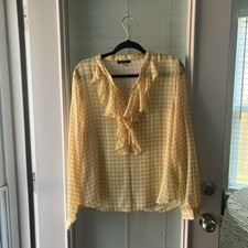 Blusa feminina Tommy Hilfiger grande xadrez Gingham amarelo manteiga comprar usado  Enviando para Brazil