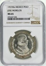 México 1957 plata 1 peso José Morelos NGC MS 65 # 6954247-004 segunda mano  Embacar hacia Argentina