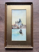 Pintura em aquarela vintage emoldurada de cena veneziana - Década de 1970 - Não assinada comprar usado  Enviando para Brazil