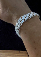 NOVA PULSEIRA FEMININA DE PRATA ESTERLINA 925 CÍRCULO ELOS INTERTRAVADOS 7,5", usado comprar usado  Enviando para Brazil