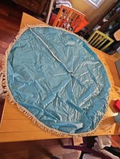 Toalha de mesa vintage anos 70 redonda retrô franja ao ar livre azul 51” vinil plástico ótimo  comprar usado  Enviando para Brazil