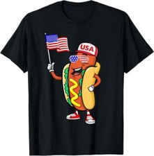NOVA CAMISETA LIMITADA cachorro-quente bandeira americana EUA engraçada 4 de julho 4 P-3XL, usado comprar usado  Enviando para Brazil