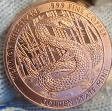 Copper coin .999 for sale  OXFORD