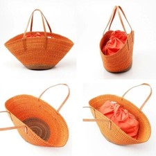 Bolsa de mão MUUN SOPHIA cesta bolsa tote fibra natural com bolsa interna laranja nova sem etiquetas comprar usado  Enviando para Brazil