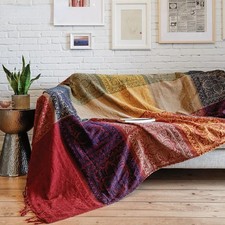 Manta a Cuadros Boho Gaint Funda de Sofá Borlas a Cuadros Decorativa Sofá Silla Manta segunda mano  Embacar hacia Mexico