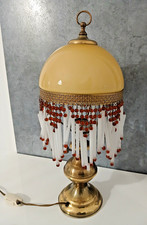 Lampada da Tavolo Abatjour Arte Decò in Vetro Opalino e Ottone con Pendenti comprar usado  Enviando para Brazil