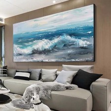 Arte de parede moderna abstrata pintada à mão azul para sala de estar decoração para casa comprar usado  Enviando para Brazil