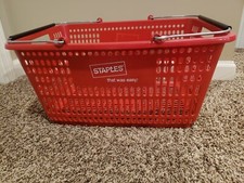 cesta de compras de plástico logotipo vermelho grampos com alças, usado comprar usado  Enviando para Brazil