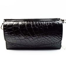 Nova bolsa de ombro feminina de couro de crocodilo preto real carteira de embreagem. comprar usado  Enviando para Brazil