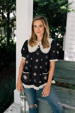 Usado, Blusa de linho bordada feita sob encomenda Constellation comprar usado  Enviando para Brazil