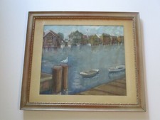 HELLBRANTH VINTAGE ESTILO WPA MODERNISTA PRAIA MARINA CASA DE BARCOS DOCA PORTO NÁUTICO comprar usado  Enviando para Brazil