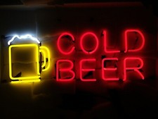 Copo de cerveja fria 24"x14" lâmpada de néon luz display feito à mão arte pendurada LE comprar usado  Enviando para Brazil