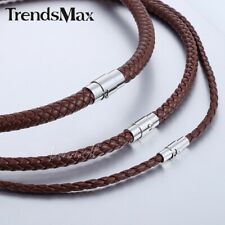 Colar de couro feito pelo homem corda trançada marrom 4/6/8 mm presente com fecho magnético comprar usado  Enviando para Brazil