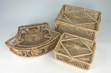 Conjunto de 3 cestas/caixas de joias vintage de palma Iraca com tampas anexadas, usado comprar usado  Enviando para Brazil