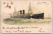 Cartão postal antigo navio SS Arábia Primeira Guerra Mundial afundado por submarino UB-43 1916 comprar usado  Enviando para Brazil