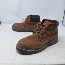 Botas de trabalho CAT Caterpillar couro marrom impermeável tornozelo base externa resistente tamanho 9 comprar usado  Enviando para Brazil