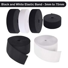 Elástico plano preto e branco 3mm-75mm cintura elástica elástica cordão costura artesanato, usado comprar usado  Enviando para Brazil