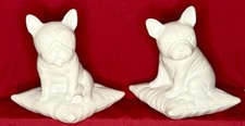 Usado, Par de estátuas pesadas de buldogue francês branco em almofadas – decoração moderna comprar usado  Enviando para Brazil