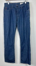 Jeans masculino Hugo Boss ajuste regular azul algodão perna reta cintura baixa W34 L34 comprar usado  Enviando para Brazil