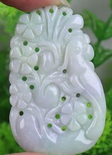 Usado,  Pingente de flor de ameixa jadeíta verde Magpie/certificado natural não otimizado 1738 comprar usado  Enviando para Brazil