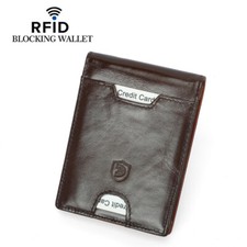 Carteira bifold fina masculina de couro genuíno RFID porta-cartão de bloqueio clipe de dinheiro comprar usado  Enviando para Brazil