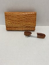 Embreagem de couro laranja queimado Passage crocodilo em relevo, usado comprar usado  Enviando para Brazil
