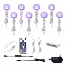 AIBOO RGB LED Schrankbeleuchtung 8er Set, 12V LED Unterbauleuchte Farbwechsel comprar usado  Enviando para Brazil