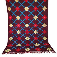 Usado, Tapete marrom vibrante marroquino feito à mão vermelho amarelo flor lã tribal berbere comprar usado  Enviando para Brazil