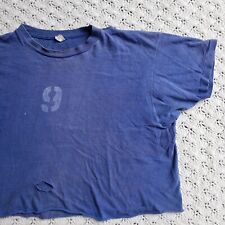 Camiseta azul vintage Wilson equipamento esportivo anos 60 número gráfico escolar grande comprar usado  Enviando para Brazil