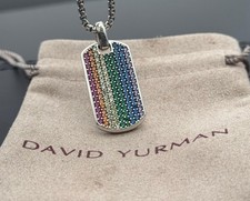Colar David.Yurman prata esterlina 35 mm safiras arco-íris aerodinâmicas etiqueta cachorro , usado comprar usado  Enviando para Brazil