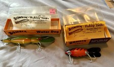 Lote de isca de pesca bombardeiro madeira vintage 60 na caixa cachorro aquático 5,5 + 4” mergulhadores profundos (2) comprar usado  Enviando para Brazil