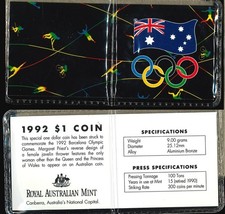 1992 Australian Last Barcelona Games $1 moeda de bronze anéis olímpicos e manga de bandeira comprar usado  Enviando para Brazil