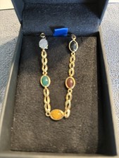 Pulseira de escaravelho de ouro 14K 7,25” 3gm ônix, rosa, tigre, camélio, verde, usado comprar usado  Enviando para Brazil